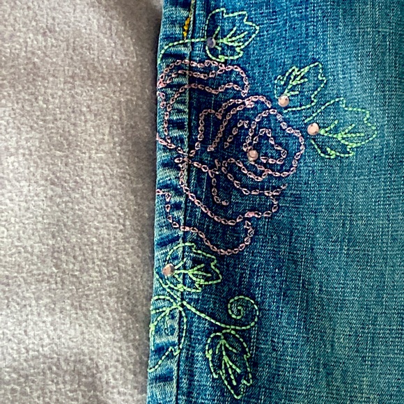 Paris Blues Embroidery Girls Denim Blue Jeans Ramie/Cotton Blend Size 12 - Picture 9 of 14
